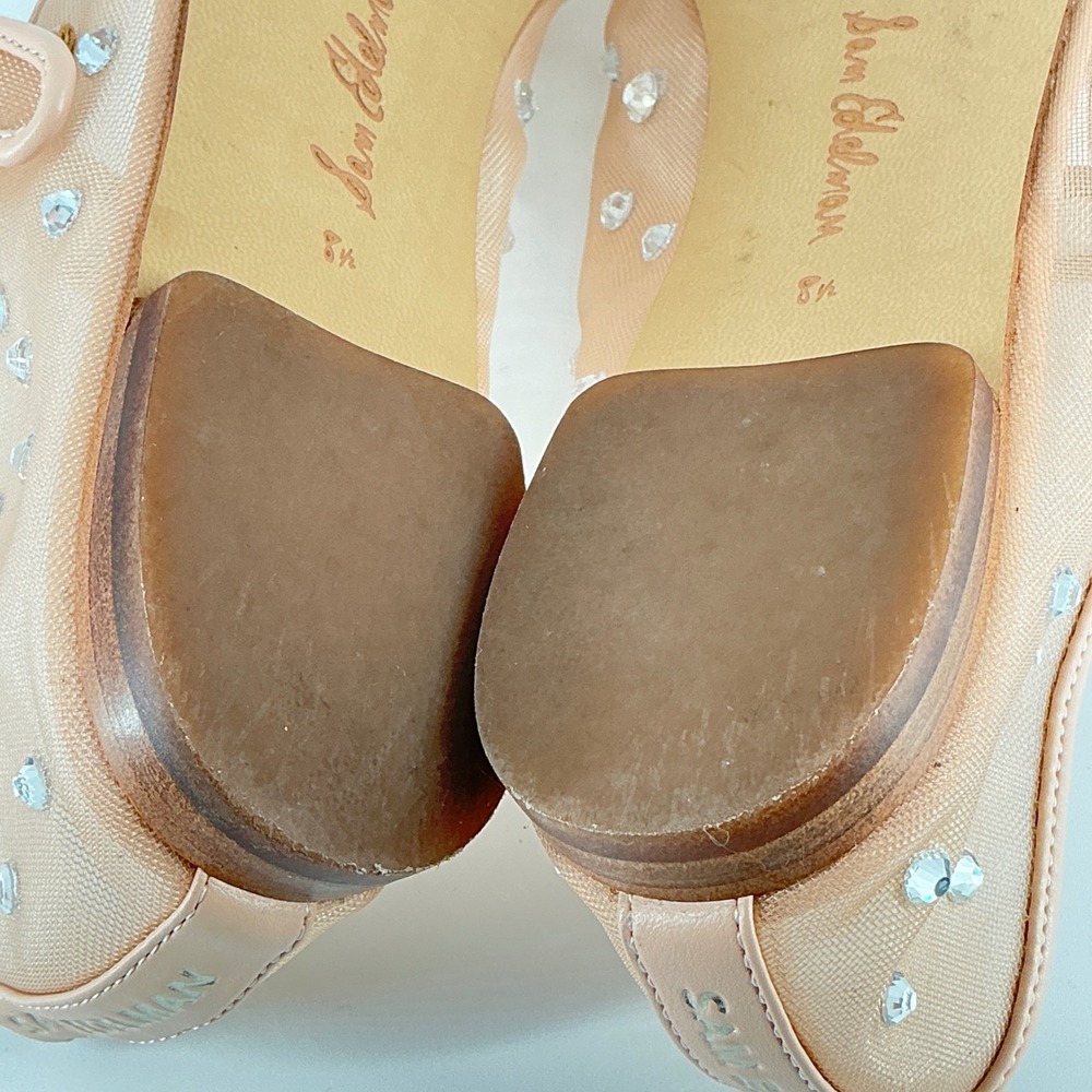 Sam Edelman Size 8.5 Mesh Crystal Mary Jane Flats Nude Beige Rhinestone Michaela - Picture 14 of 14